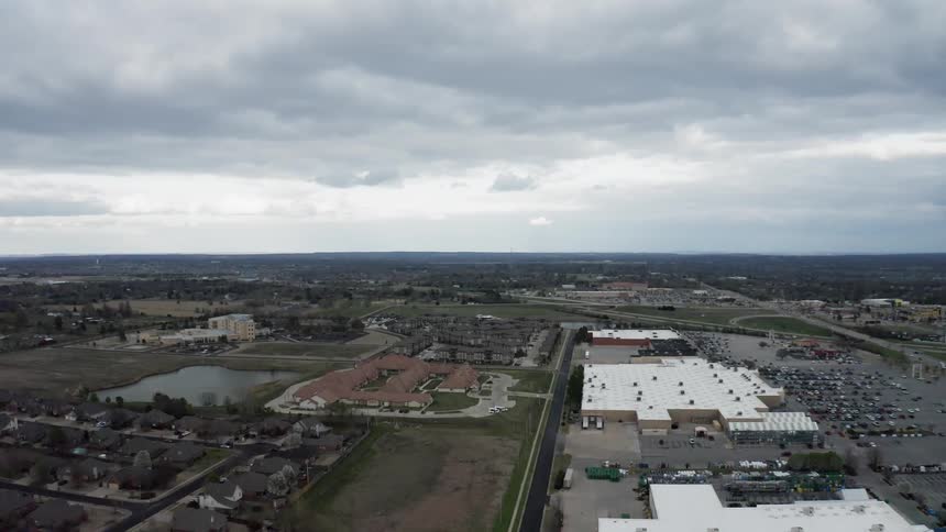 The commercial area leads to houses on the side