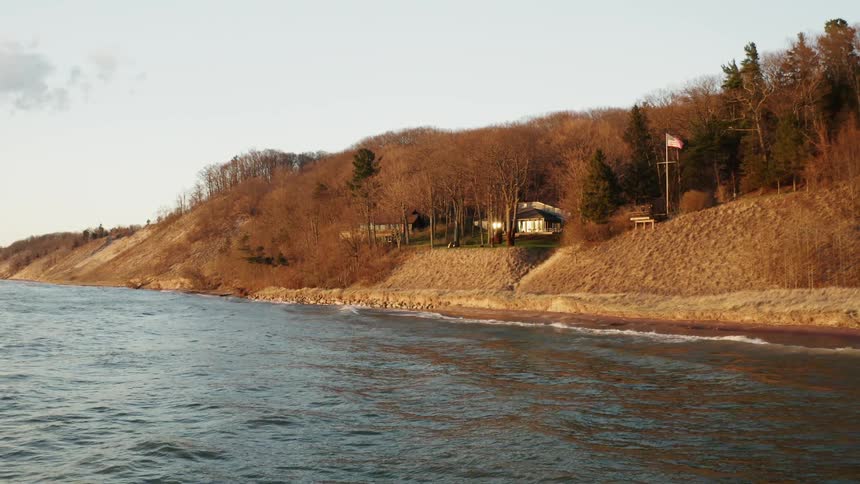 Waves flow towards the shore