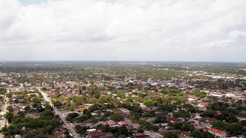 Clouds float above a city