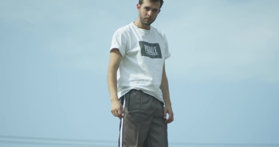 A man walks outside