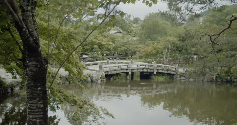 A small bridge gaps the river