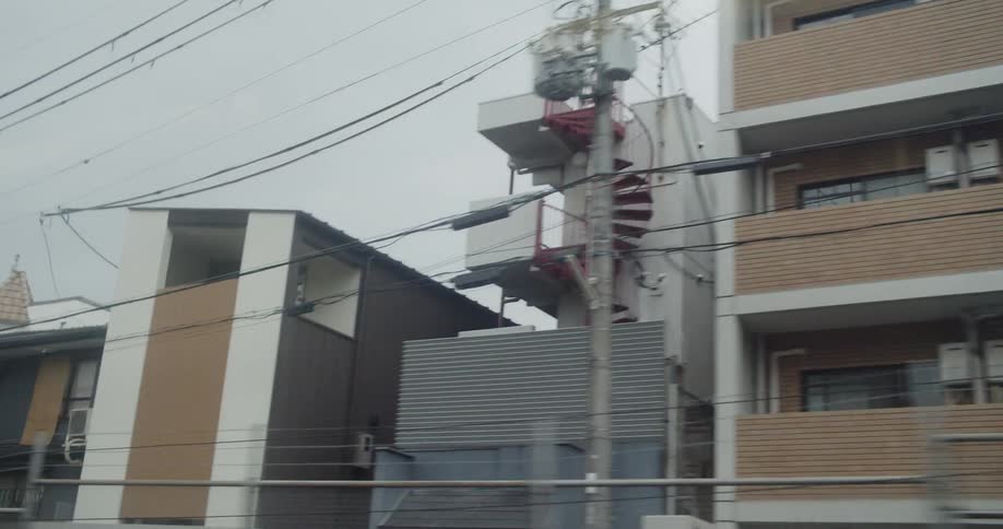 A train travels in a city