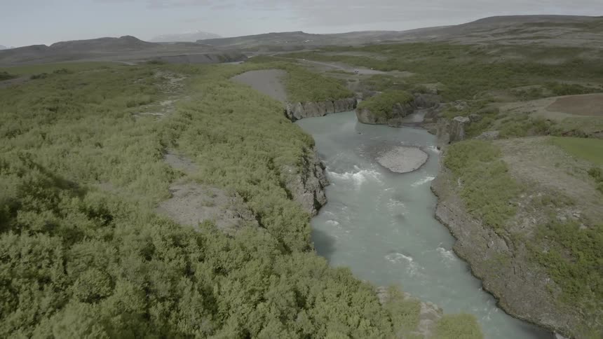 A river flows through a remote landscape