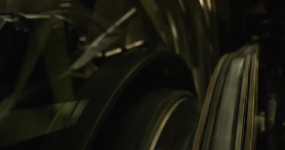 A motorcycle tire is spinning