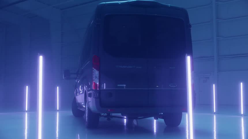 The fan is surrounded by neon lights