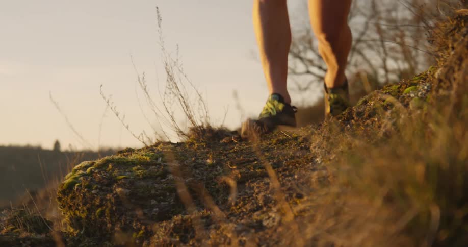 A man jogs on the mountain