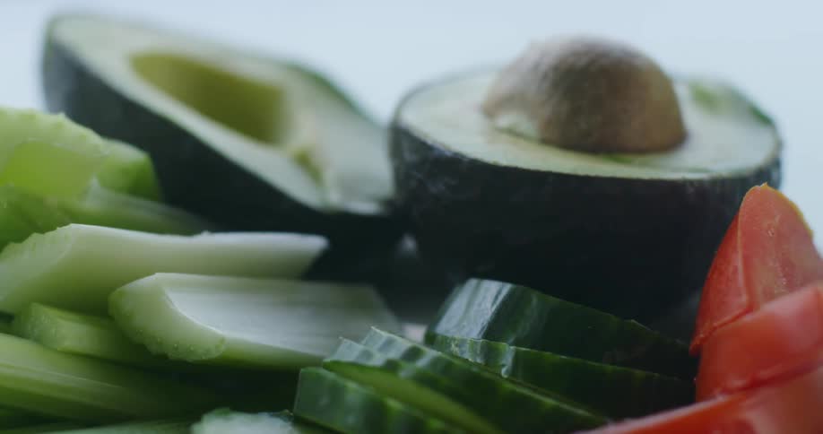 A vegetable platter with avocado