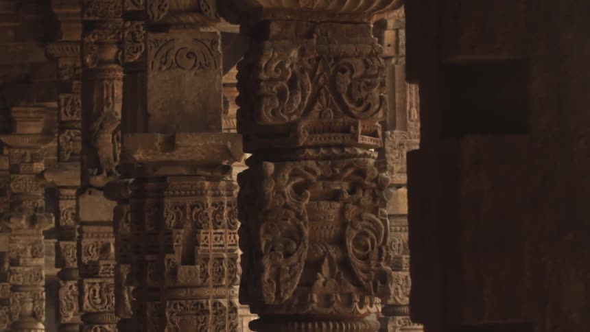 The pillars have carvings all over