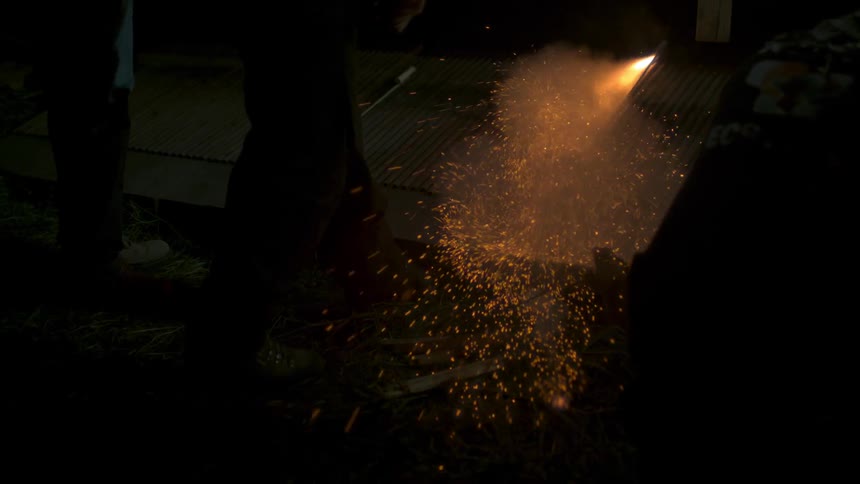 Fireworks exploding outside