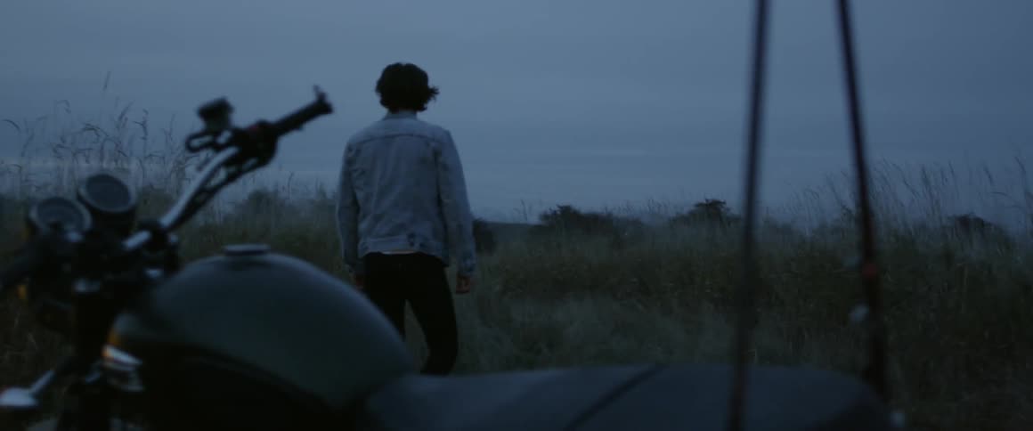 A man walks into the grass