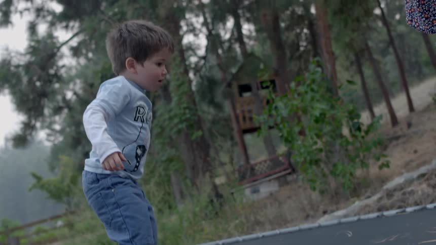 Children jumping on a trampoline