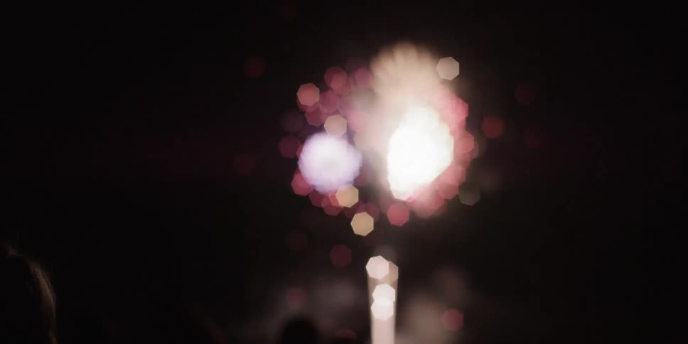 Fireworks explode in the dark night sky