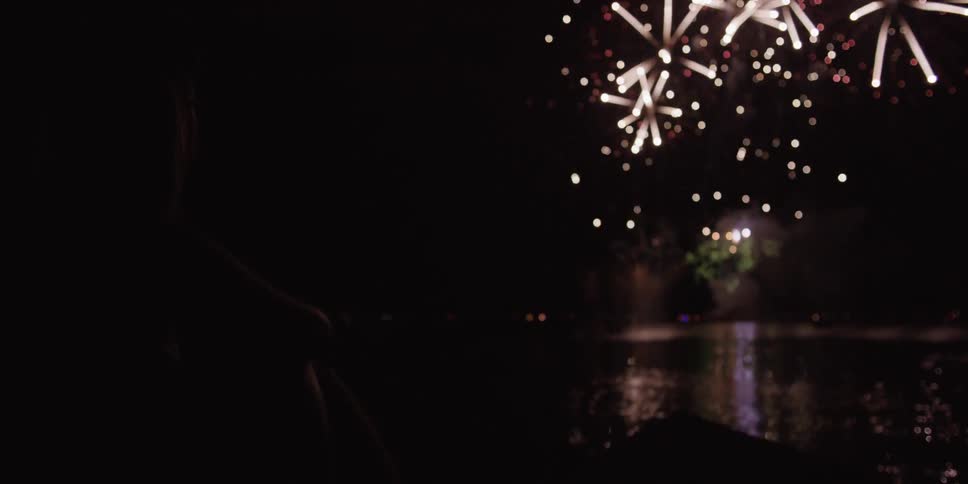 A beautiful view of fireworks bursting on a dark night