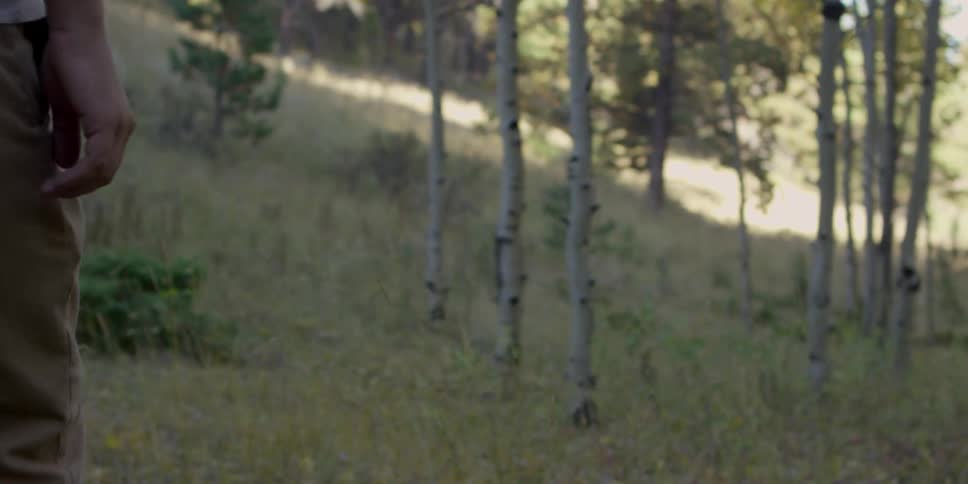 Man is walking along a grassy path