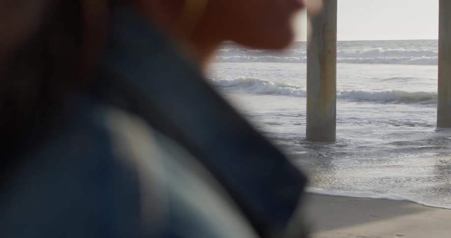 The tide flows onto the beach shore