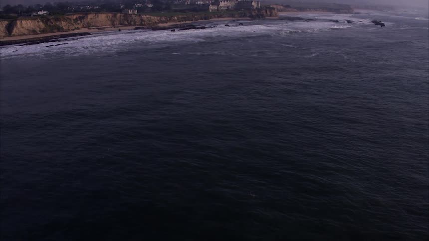 Large body of water flows in the evening