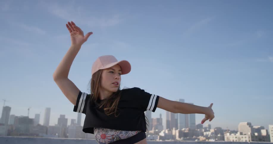 Hip Hop Dancer On Rooftop