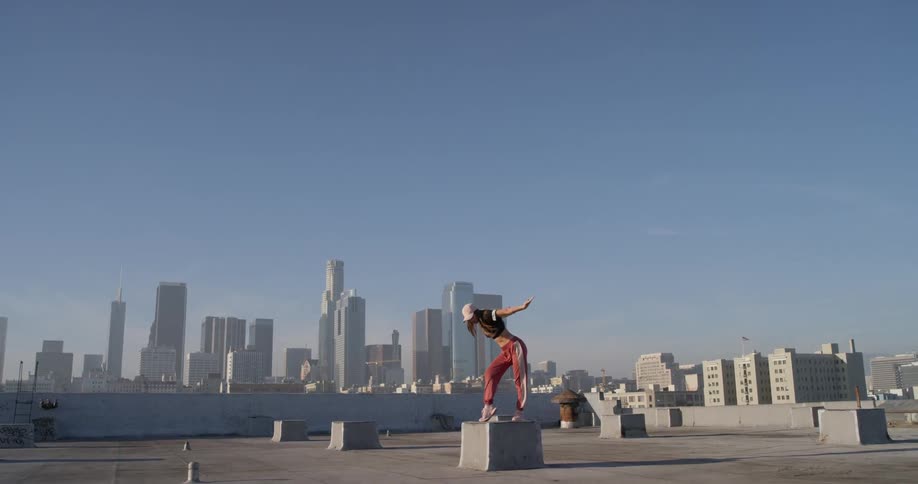 Hip Hop Dancer On Rooftop
