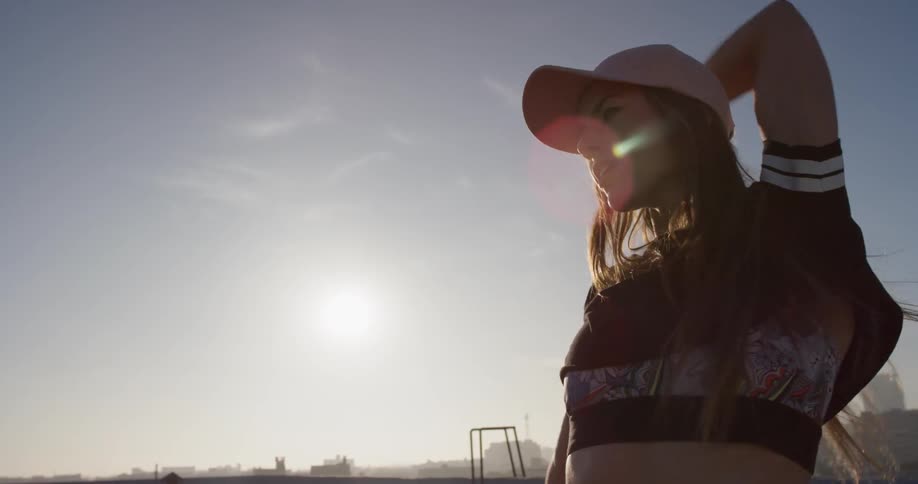Hip Hop Dancer On Rooftop