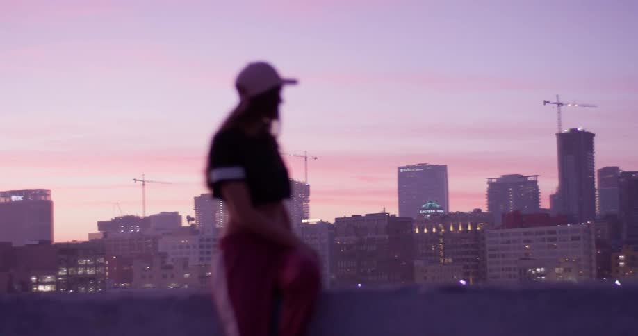Hip Hop Dancer On Rooftop