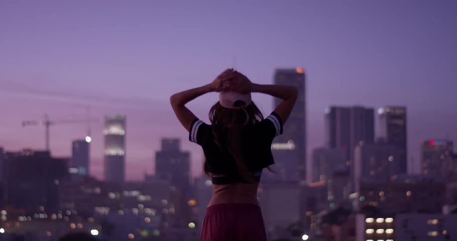Hip Hop Dancer On Rooftop