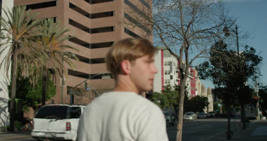 Man Skateboarding Around Los Angeles