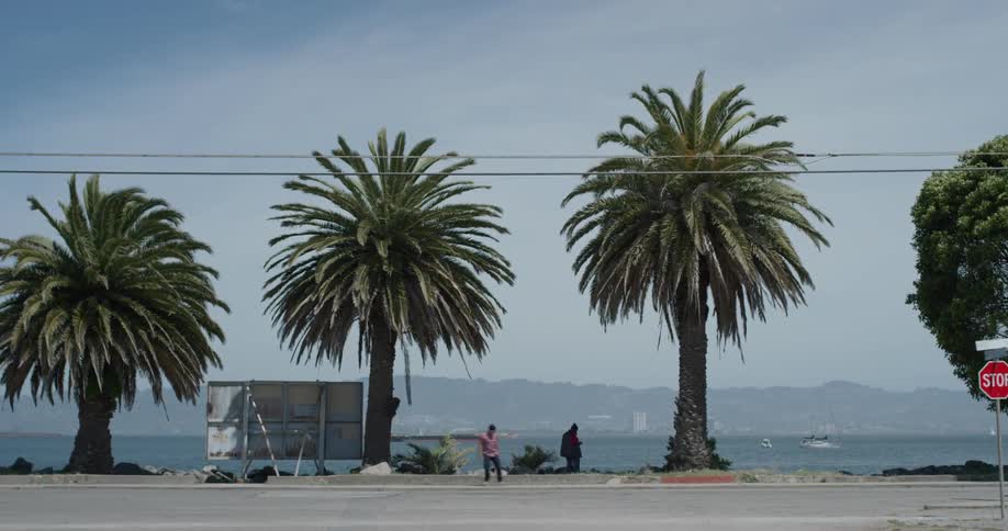 A man skateboards on a sidewalk