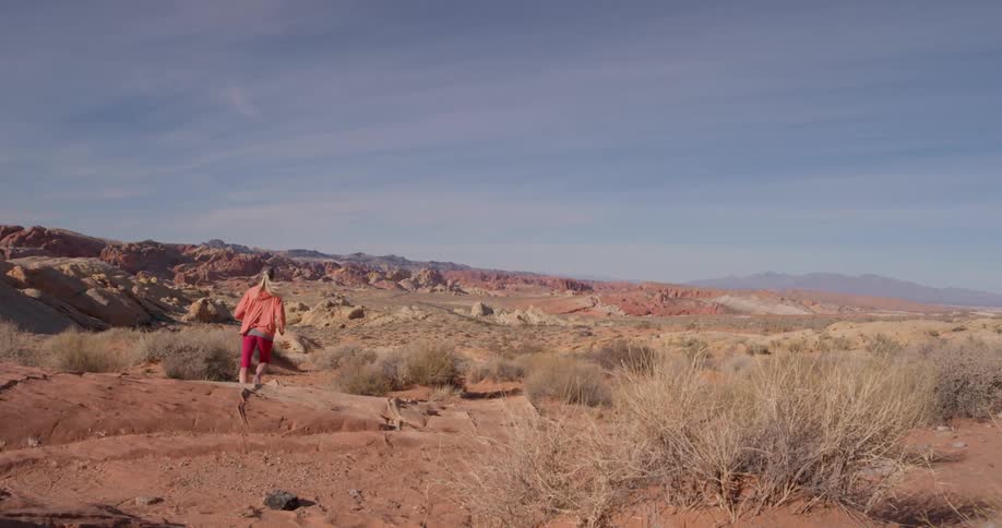 A woman jogs outside