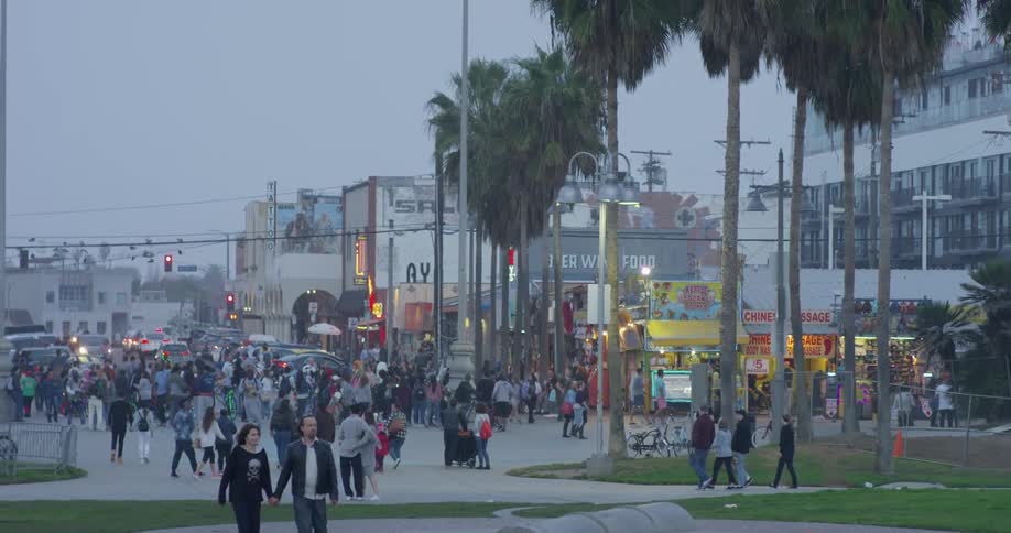 Pedestrians walk in the town