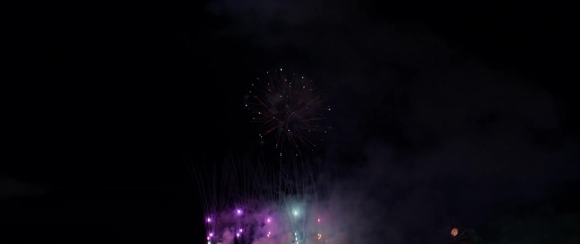Fireworks explode in the night sky