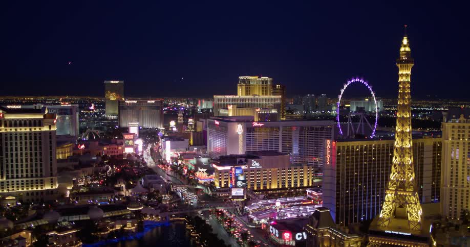 Las vegas casinos light up the night sky