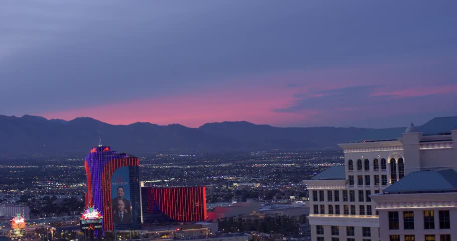 The sun sets over las vegas