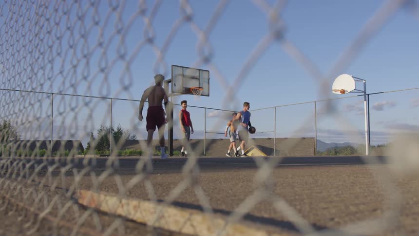 Boys Playing Pickup Basketball