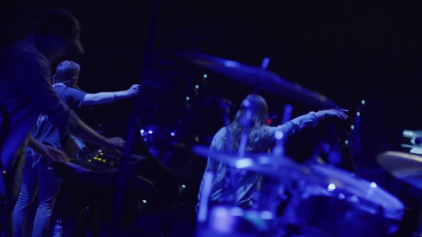 A band performs on a stage