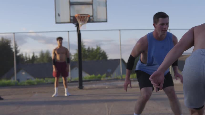 Boys Playing Pickup Basketball