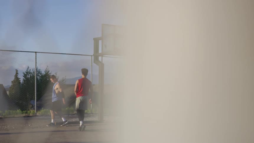 Boys Playing Pickup Basketball