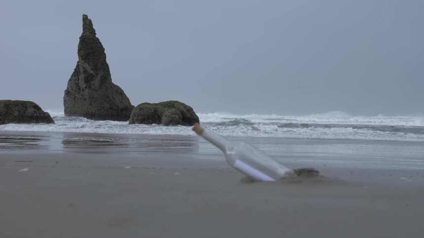 A Message In A Bottle On The Beach