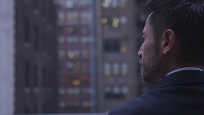 A man looks around the city
