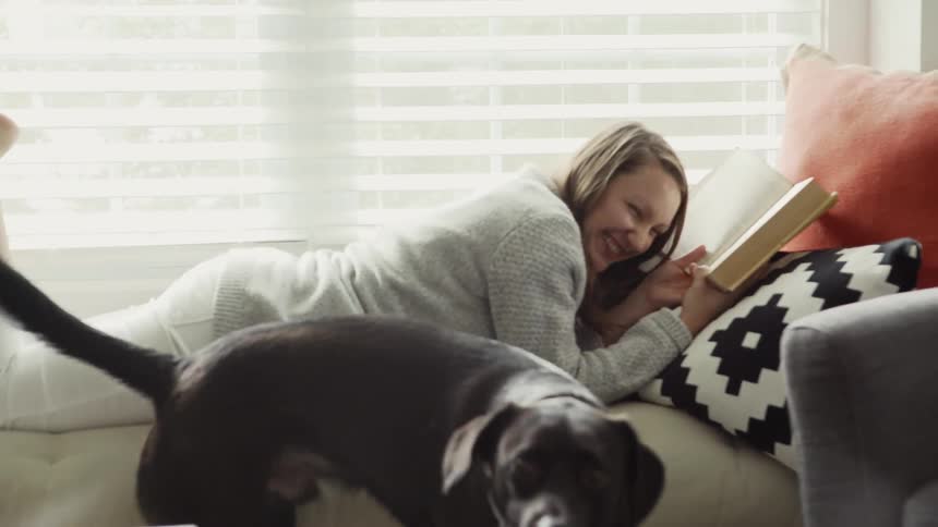 Dog Licks Woman and She Laughs