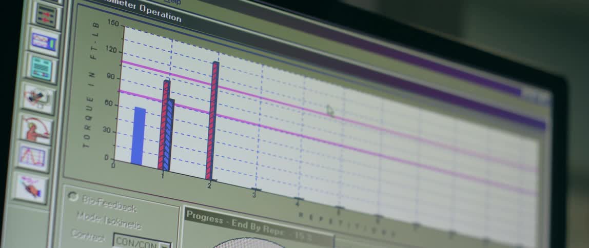 The monitor display is flashing with activity