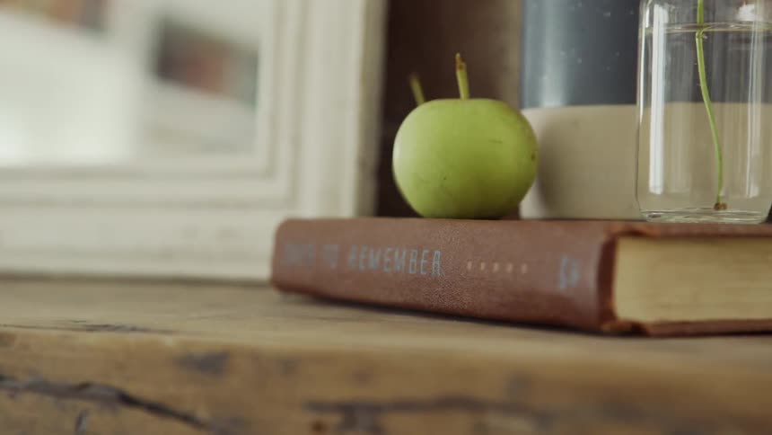 Green Apples Sitting On a Book
