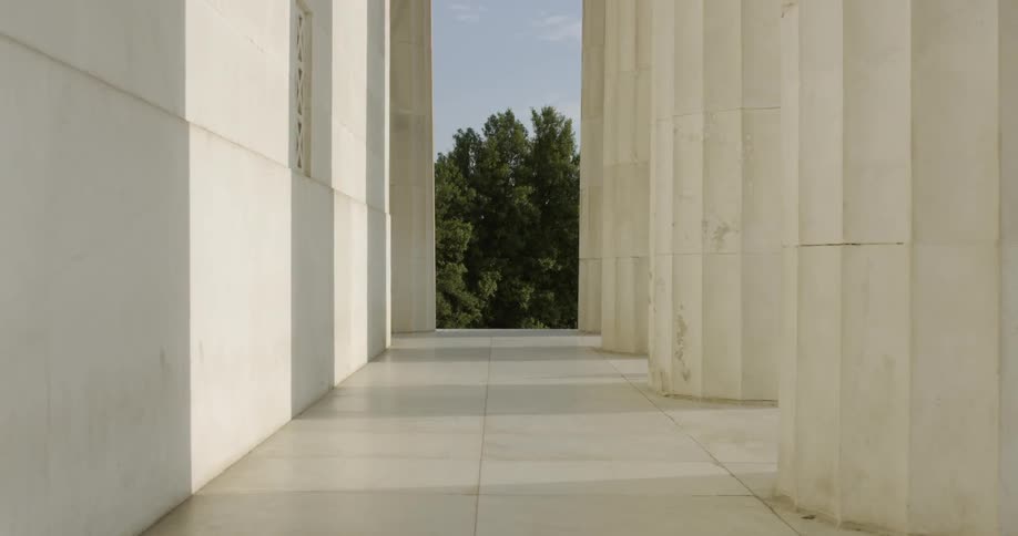 Stone pillars of the Lincoln Memorial in Washington DC