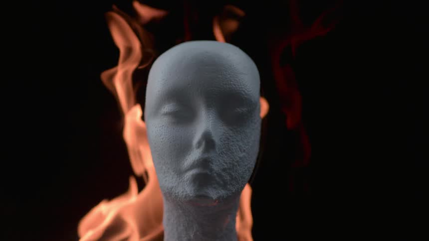 A mannequin is on fire