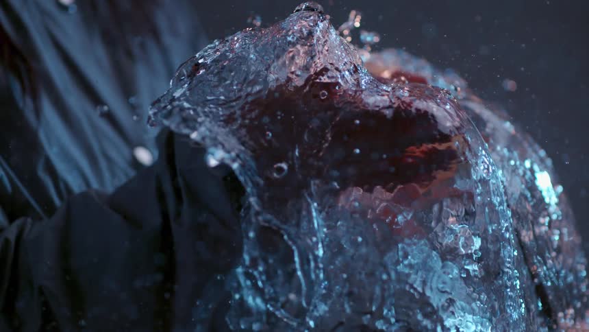 The water balloon explodes suddenly