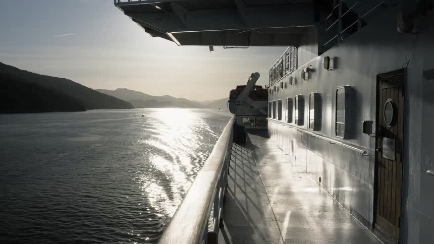 New Zealand Picton Ferry At Sunset