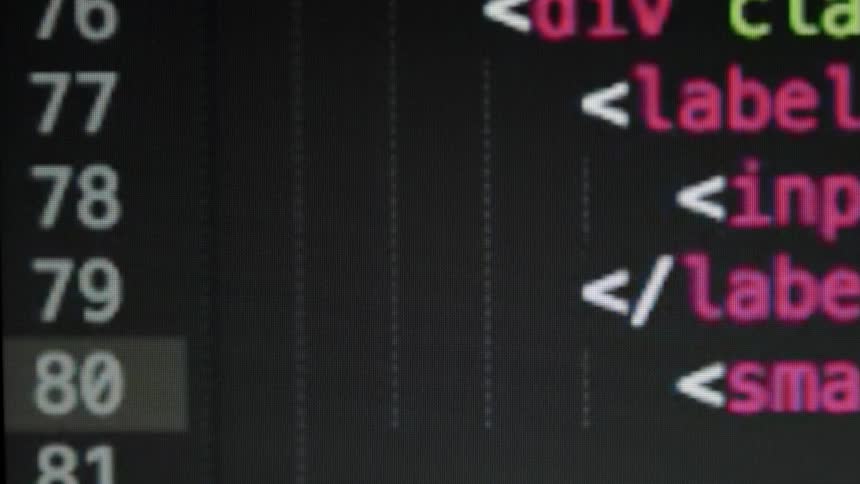 Html programming code is being displayed on a computer monitor