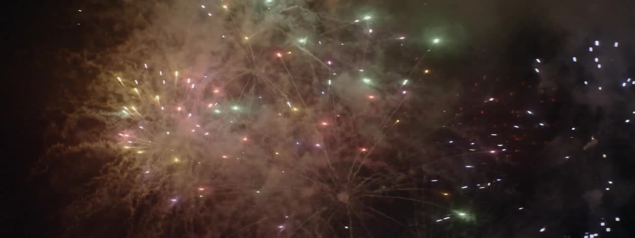 Fireworks explode in the night sky