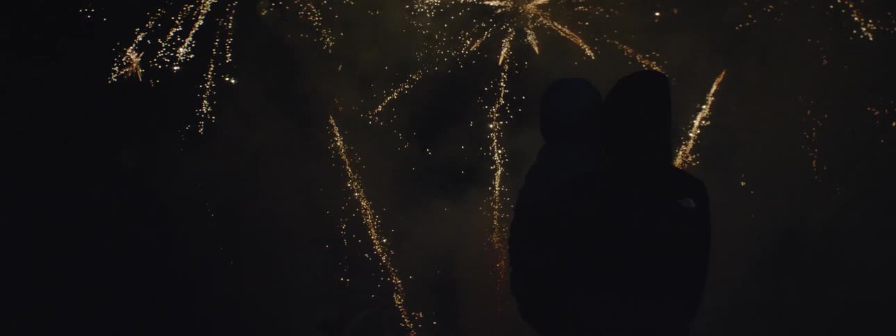 People are watching as fireworks explode in the sky at night