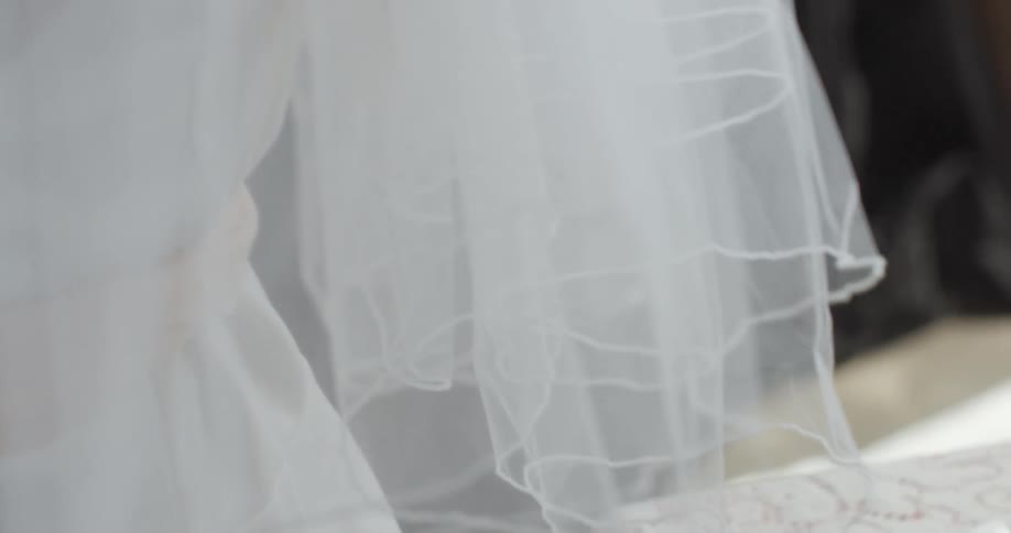 A close up shot of a wedding veil