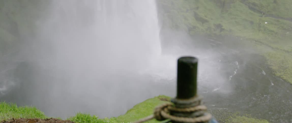 The water pours heavy into the spring